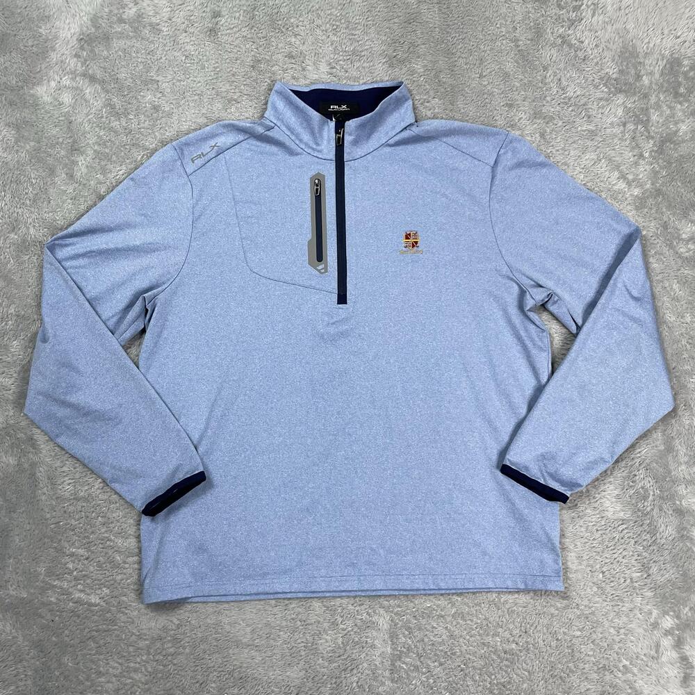 RLX Ralph Lauren Pullover Mens XL Blue New Albany Quarter Zip Golf Stretch